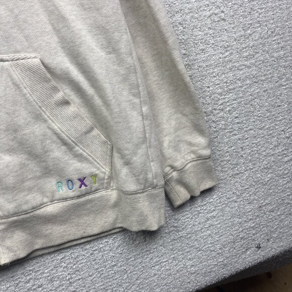 Y2K ROXY Full zip Hoodie Fleece Off-White / Green Skater Surf Beach Women Sz M - Picture 5 of 16